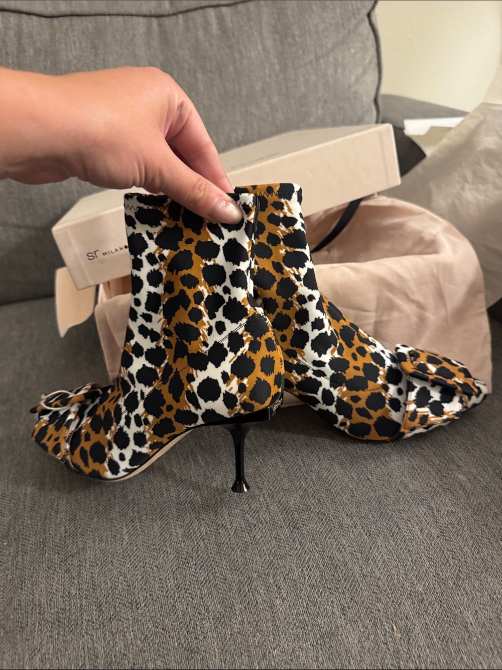 Sergio Rossi "sr Milano" Leopard Print Sock Boots - Picture 10 of 13